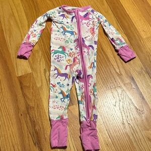 Little Sleepies Unicorn Magic Zippy 6-12M Pink Purple Bamboo Footie EUC